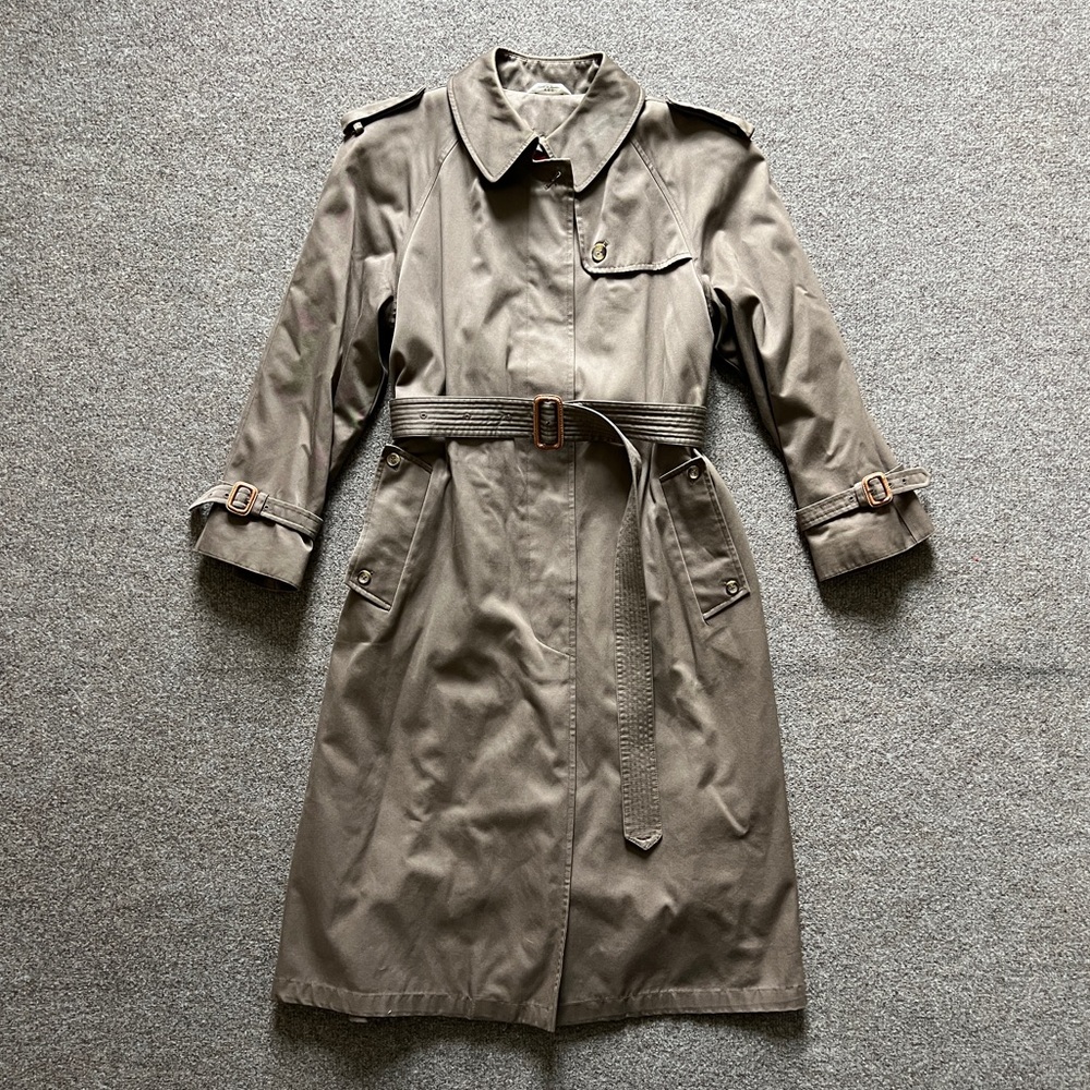 Vintage Evan Picone Taupe Trench Coat Belted Removable Lining Women’s Size Small - Picture 1 of 16